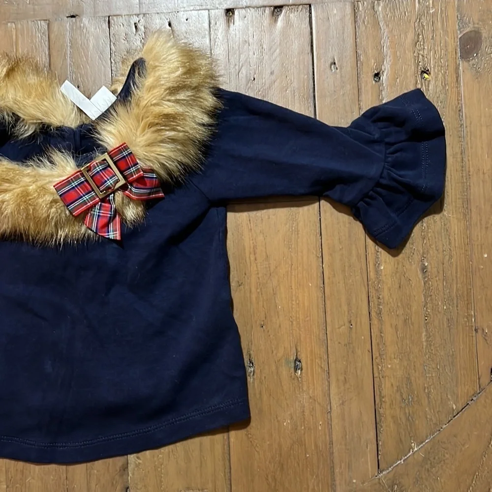 Janie and jack faux fur collar shirt